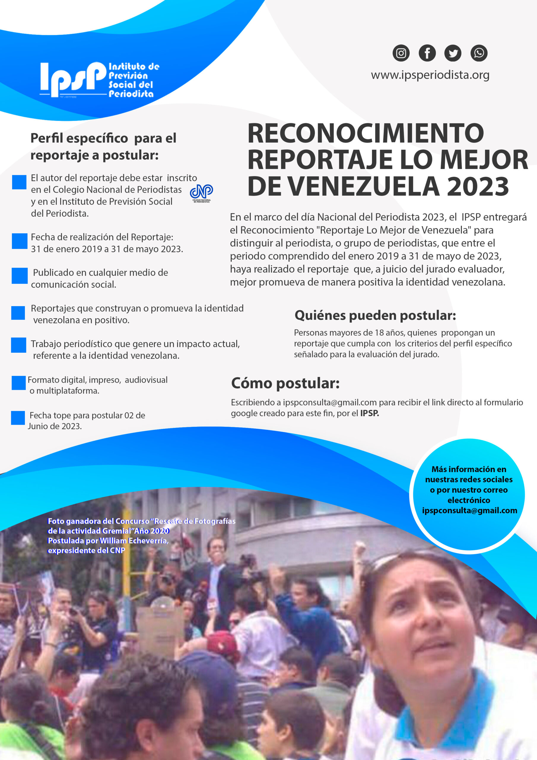  IPSP invita a postular al Reconocimiento “Reportaje Lo Mejor de Venezuela 2023